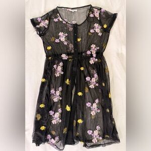 Dark Cottagecore Floral Sheer Dress | Fairy Grunge Goth Small Ethereal Goth Gru